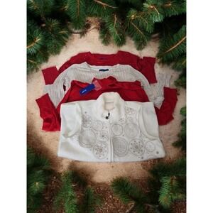 Holiday Bundle Of 4 Tops Red & White Womens Sz M Apt 9 Ana Croft & Barrow